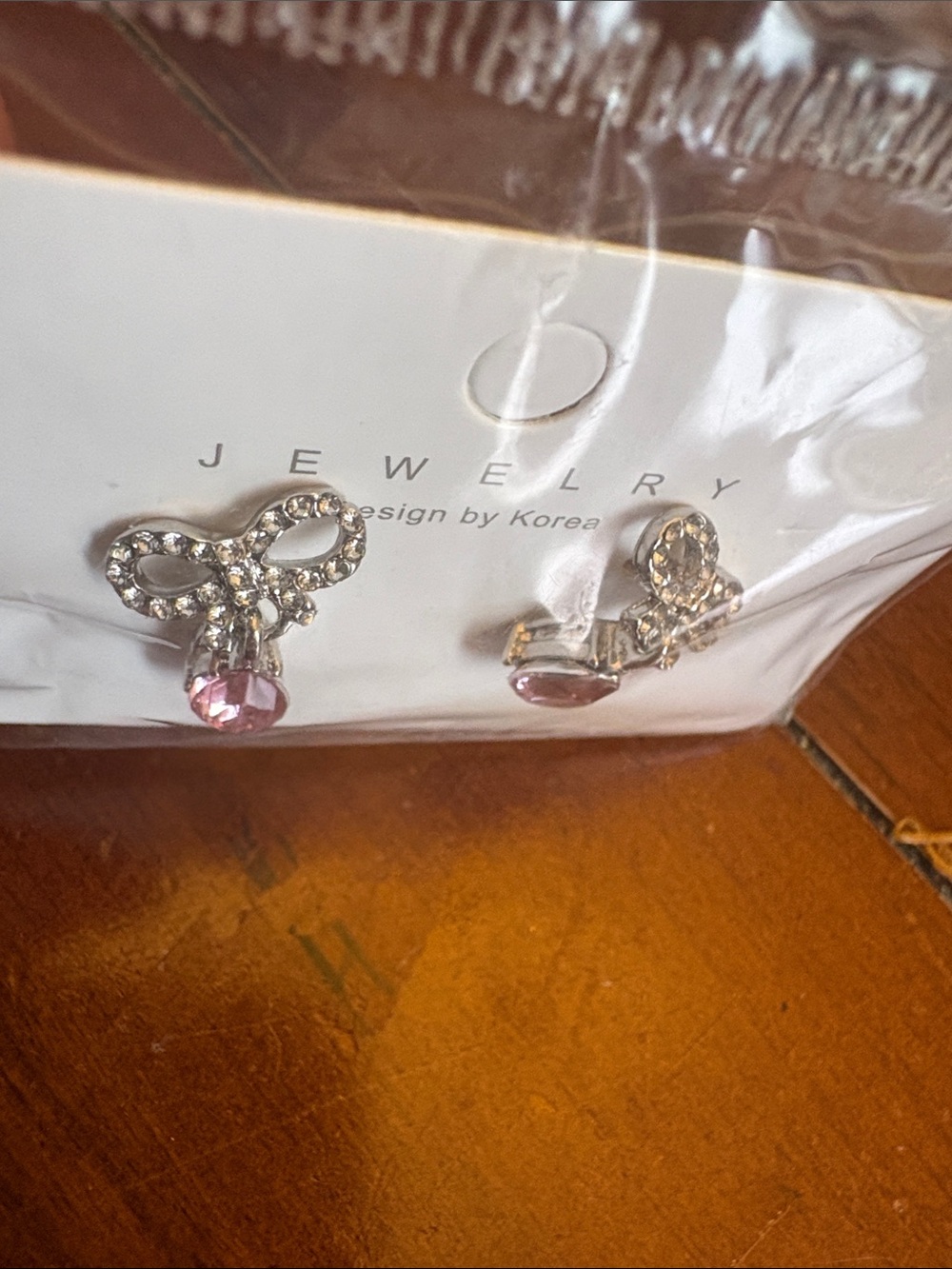 Crystal Bow Drop Earrings - Pink Teardrops stud earrings